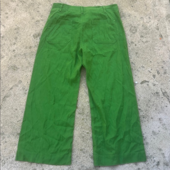 Maeve Anthropologie The Colette Crop Wide Leg Linen Green Pant Women's Size 32 - Picture 5 of 10